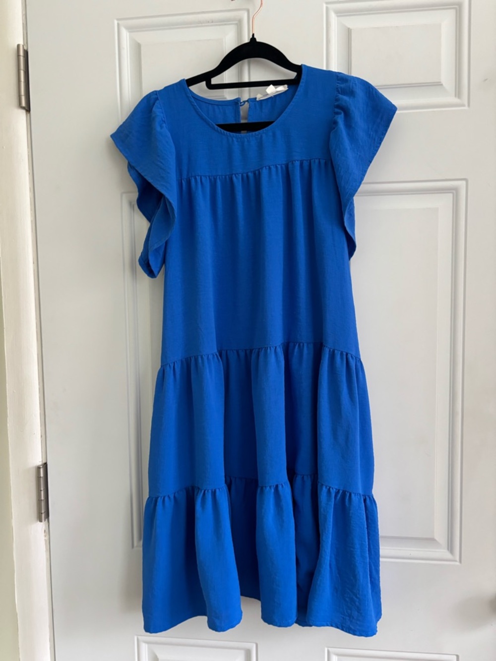 Newbury Kustom Royal Blue Tiered Ruffle Dress, Size Small - Picture 2 of 12